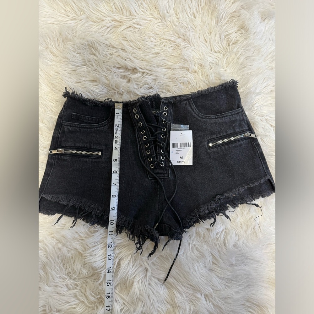 Forever 21 black lace up frayed shorts